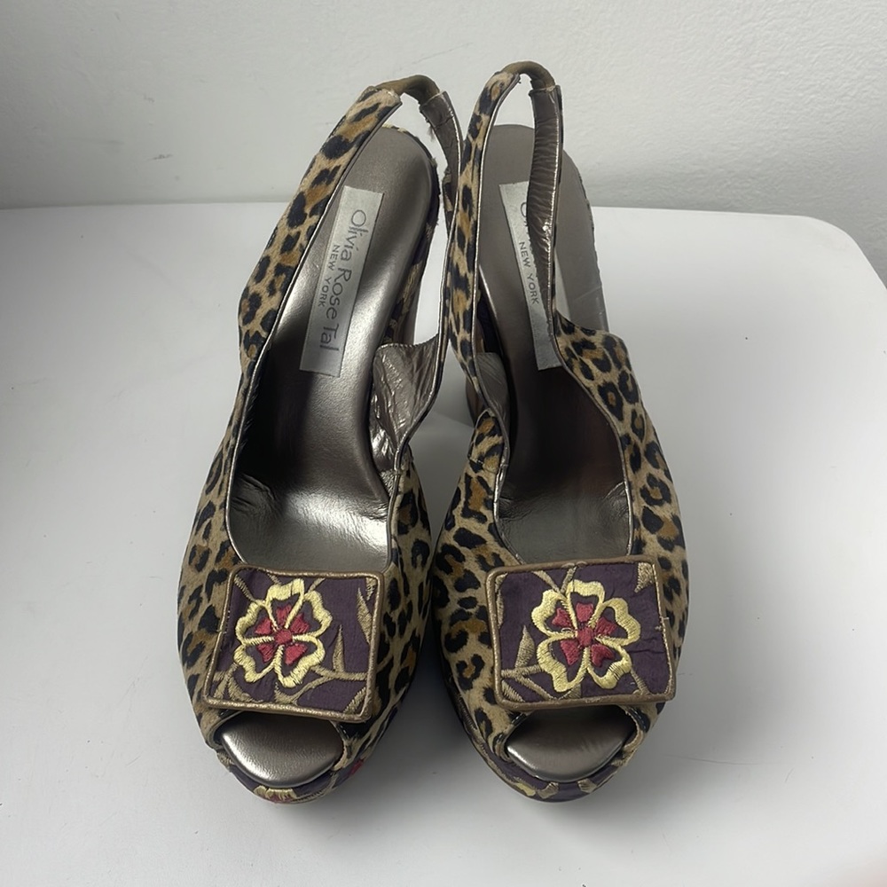 Olivia Rose Tal Floral Leopard Platform heel Size 38 - Picture 10 of 17